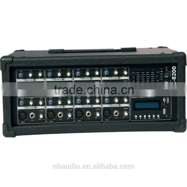 High Quality MX8200 8 Channels Wooden Cabinet Powered Mixer