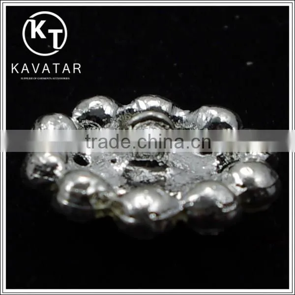 Good Quality NK026 Metal Flower Lead Free Metal Shank Rhinestone Buttons photo-4