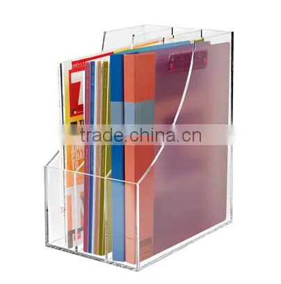 3 Slots Clear Acrylic Desktop Literature Organizer / Magazine & Document File Folder Storage Display Rack(AD-B-126)