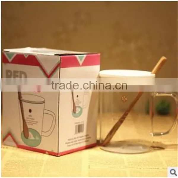 400ml Heat-resistant Borosilicate Glass Cup With Plastic Lid and Bamboo Spoon photo-5
