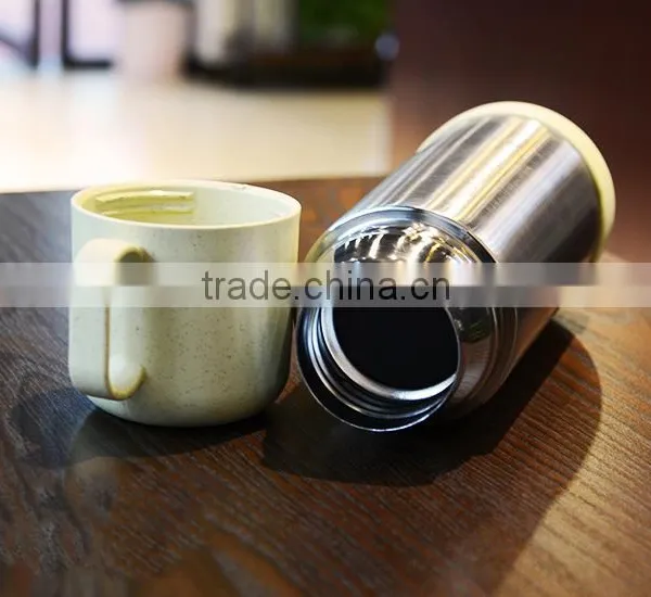 Double Wall Insulated Vacuum Bottle Stainless Steel Sport Water Bottle With Plastic Water Cup photo-5