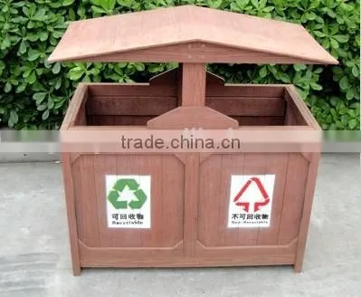 Natural Environment-friendly Wpc Outdoor Wood Plastic Composite Garbage Trash Can for Garden photo-5