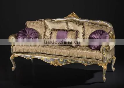 Fancy Art Painting Living Room Sofas, Elegant Hand Painting 3+2+1 Sofa Set, Classic Wood Carving Living Rroom Furniture Set photo-2