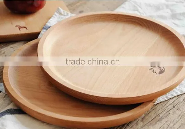 Food Serving Non-slip Round Shape Wooden Tray photo-6