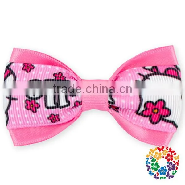 Fancy Stars Printed Bow Knot Girls Hair Accessories Hair Ribbons Grosgrain Boutique Hair Bow photo-5