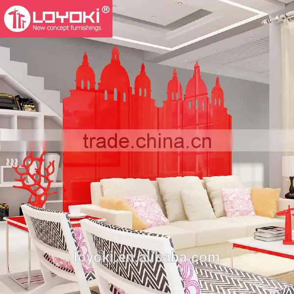 New Design Castle Shape Room Divider Mdf Wood With Carving Flower 3 Panel ROOM DIVIDER photo-4
