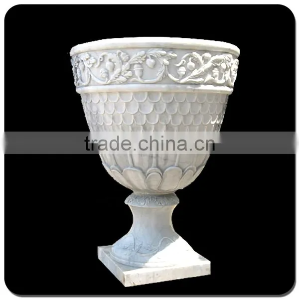 Cheap Landscaping White Marble Decorative Outdoor Flower Pots photo-3