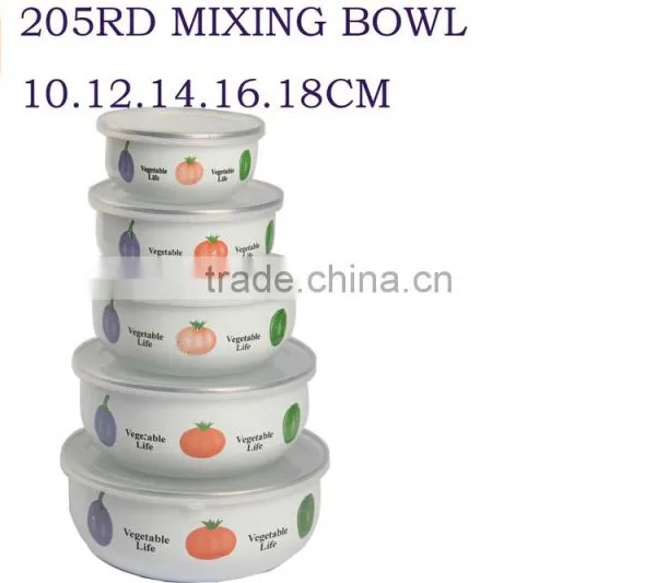 Hot Sale Enamel Mixing Freezing Fresh Storage Bowl With Plastic Lid photo-2