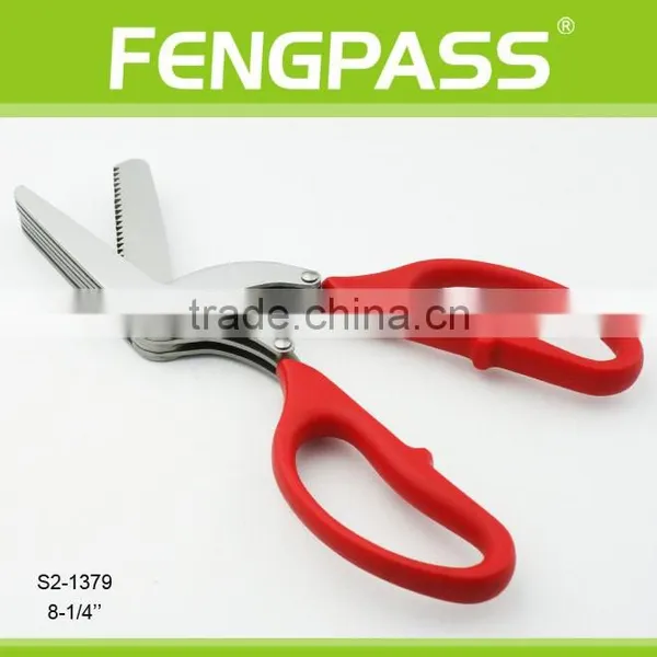 S2-1379 8.25 Inch Plastic Handle and Special Design Stainless Steel Shredding Herb Scissors photo-2