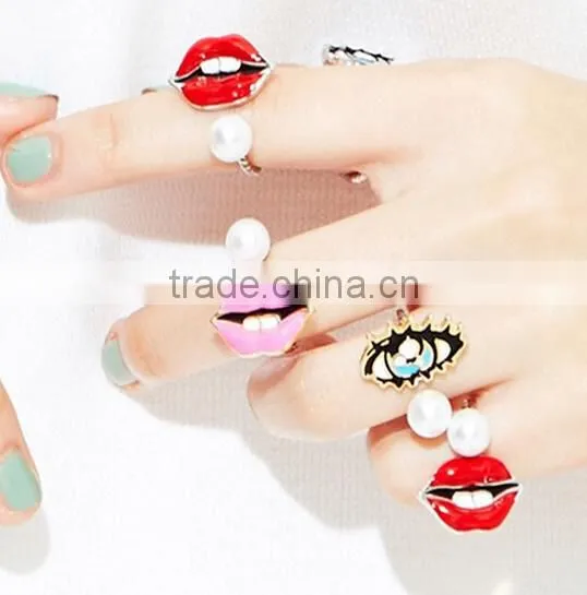 Wholesale Fashion Jewelry Lips Shape Finger Ring Set Midi Ring Set photo-2