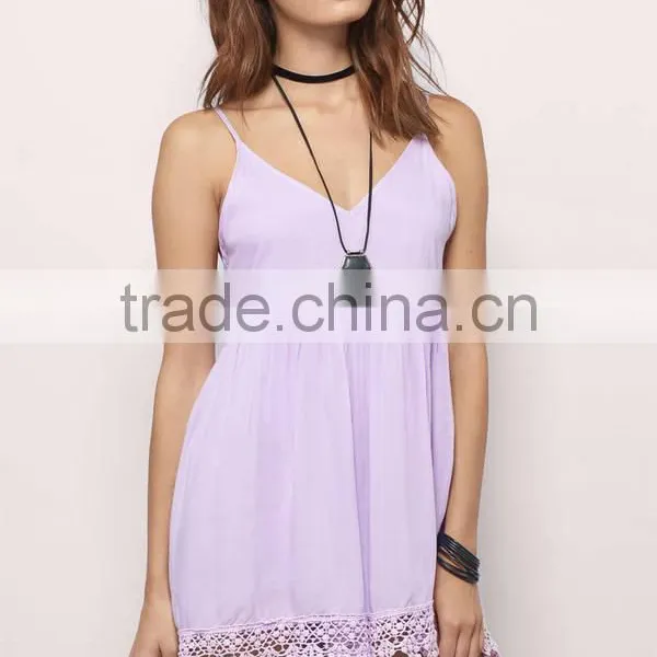 Adult Romper Wholesale Sexy Light Purple Thin Flowy Spaghetti Straps Shorts Beach Wear Summer Festival Jumpsuit With Fringe Trim photo-2