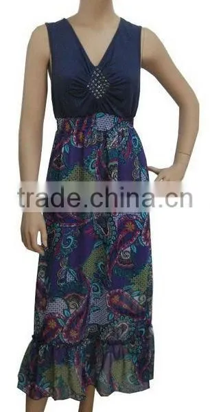 High Quality Print Maxi Sleeveless Long Boutique Causal Dress