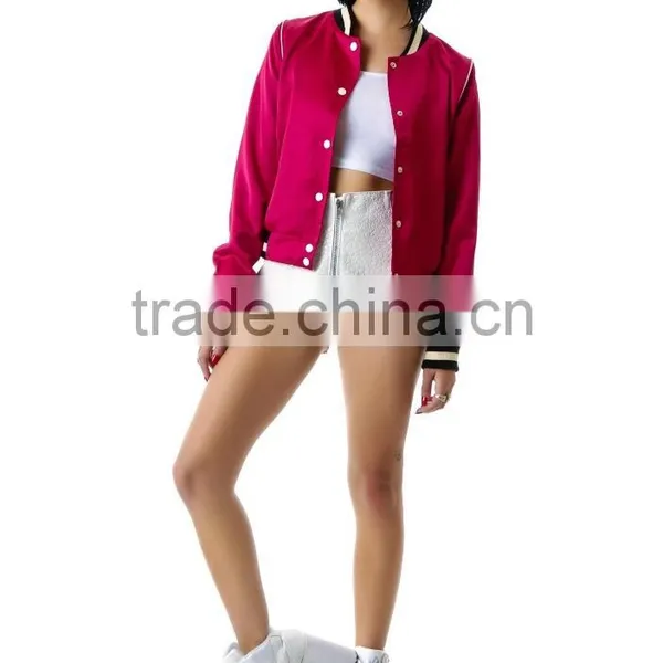 Cheap Custom Pink Varsity Jackets, Wholesale Satin Baseball Jackets, Hooded Jackets Made in China photo-6