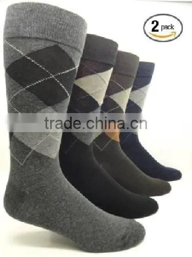2015 Custom Design Knee High Crew Man Argyle Cotton Socks High Quality photo-2