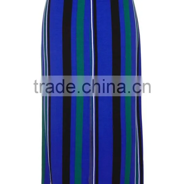 New Arrival Brand Design Stripe Split Maxi Skirt Blue Fashion Long Summer Skirts Muslim Fitting photo-3