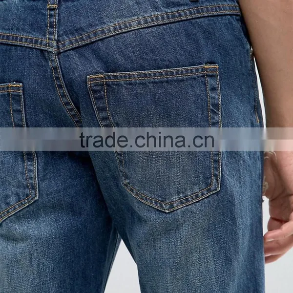 Washed Ripped Regular Rise Straight Slim 100% Cotton Men Jean Trousers photo-4