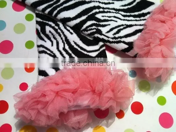 2014 Wholesale Baby Leggings Baby Leg Warmers Monster Gloves Pink Zebra Cotton Ruffle Leg Warmers For Kids photo-2