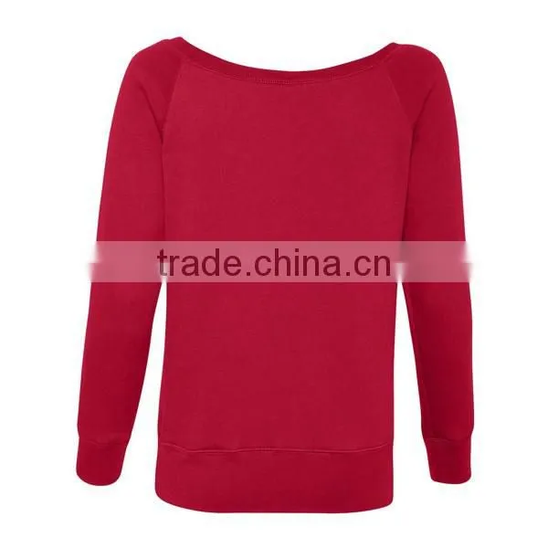 Women Plain Red Sweatshirt, Tri-blend Sweatshirt With Many Colors photo-2