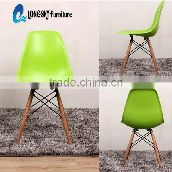 LS-4001 Wholesale Factory Cheap Price Colored Plastic Chair With Wood Eiffel Leg photo-3