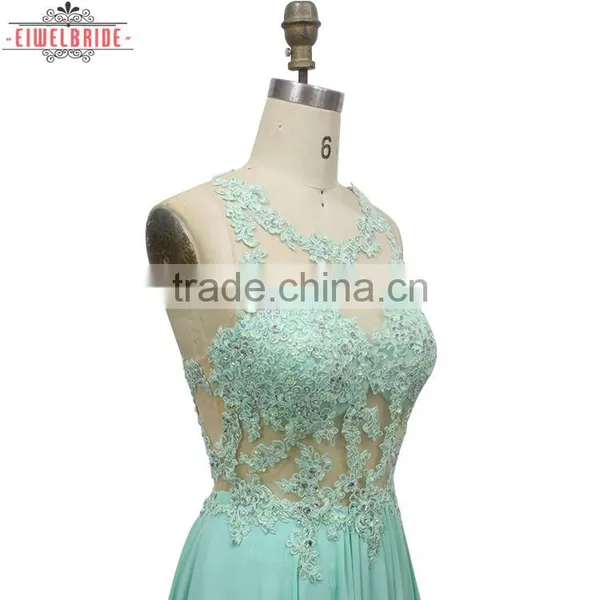 Custom Floor Length Long A Line Chiffon Evening Dress photo-4
