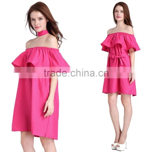 New Fashion Off-shoulder Ruffled Neckline Dress Body Con Party Dress For Wholesale 2017 photo-5