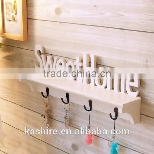 Sweet Home White Hanging Shelf Wooden Clothes Tree photo-2