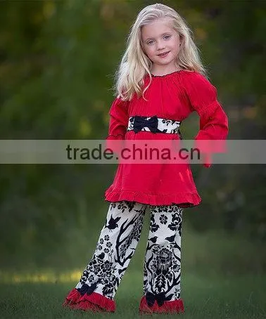 Best Selling Floral Ruffle Cotton Girls Boutique Outfit photo-3