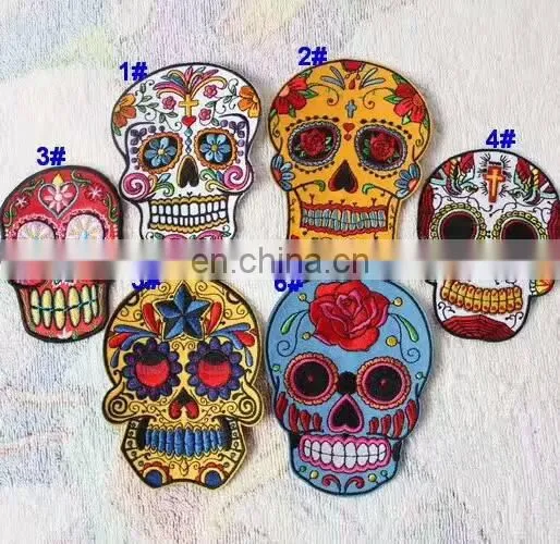 Skeleton Skull Iron on Embroidery Patch for Jeans,Wholesale Embroidery Badge/Custom Embroidery Patch/Embroidery Patch Skull