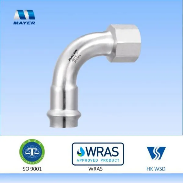 Stainless Steel Elbow 90 Degrees With Female Thread V Profile Press Fitting