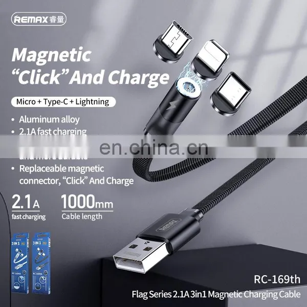 Remax Flag Series RC-169th Magnetic Charger Type-C Usb Braided Micro 3 In 1 Charging Cable For Iphone photo-6