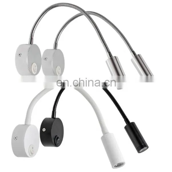 Hotel Home Bed Reading Light 3W Wall Mounted With On/Off Switch Warm Flexible Snake LED Reading Lamp photo-2
