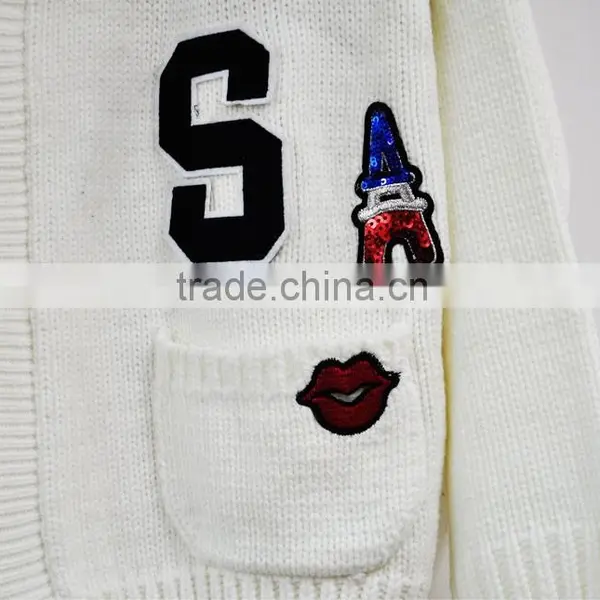 Designer Wool Spinning White Cardigan Sweaters for Girls photo-3