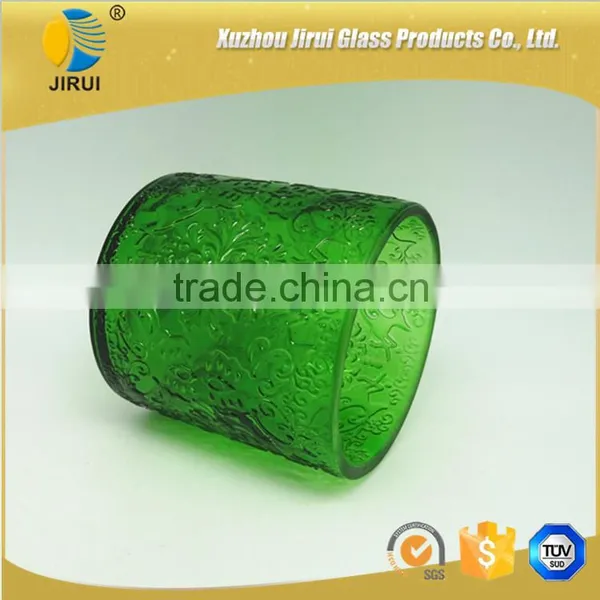550ml Votive Glass Candle Holder / Green Candle Holder With Embossed Design photo-6