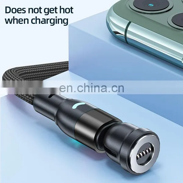 Wholesale 3 in 1 Phone Cable 540 Rotation 3A Magnet Nylon Led Fast Charger USB Type C Charge Cable Magnetic Cable for Phone photo-4
