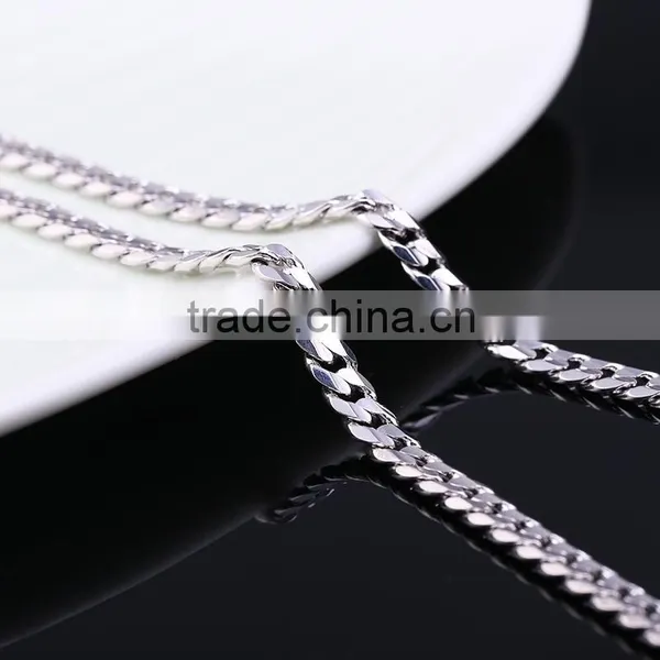2015 Wholesale Fashion Jewelry Rhodium Plated Curb Chain Necklace photo-3