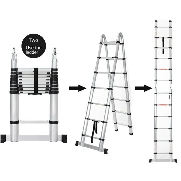 Deliladder Telescopic Ladder, 3.8M Multi-Purpose Aluminum Telescoping & Folding Ladder, Compliant With EN131 Standard photo-4
