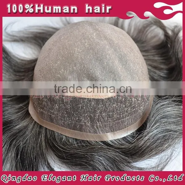 Qingdao Elegant 2015 Wholesale Website Cheap High Quality Indian Hair Mens Toupees Grey photo-3
