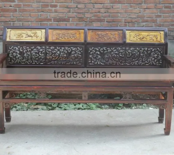 Chinese Antique Style Hand Carved Solid Wood Sofa Set