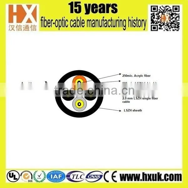 Duplex Indoor Cable /2 Core Multimode 50/125 A1a GYFJH Fiber Optic Cable