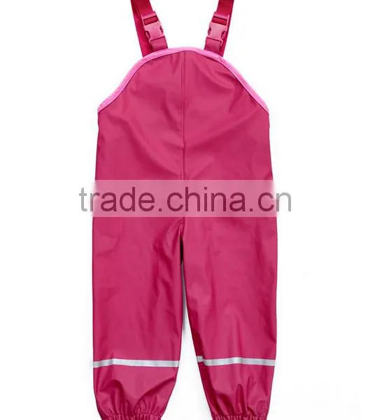 Kids PU Rain Pant Bib With Reflective Tape Wholesale photo-2
