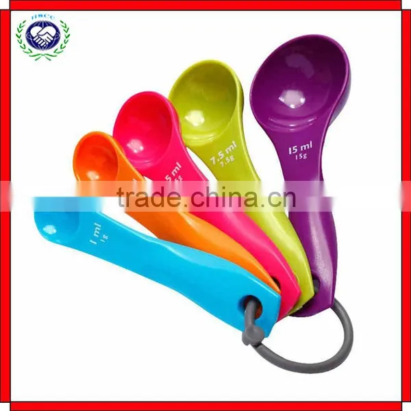 5 Piece With Carved Measure Color Spoon Plastic Kitchen Baking Tools photo-2