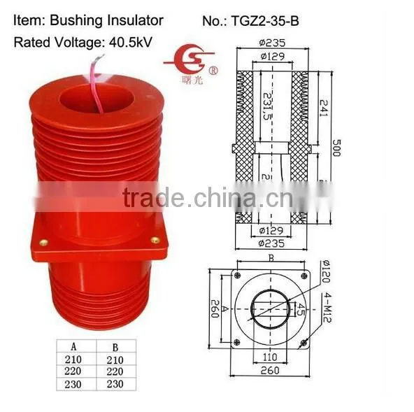 40.5kV TGZ2-B-40.5 Indoor Shielding Bushing Insulator