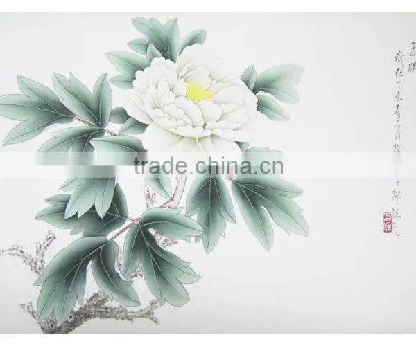 Oriental Modern White Series of Queen Flower Handpainted Paintings