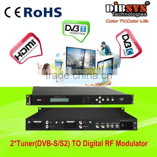 2 Tuner DVB-S2 DVB-S To DVB-C/DVB-T/ATSC-T/ISDB-T RF Modulator