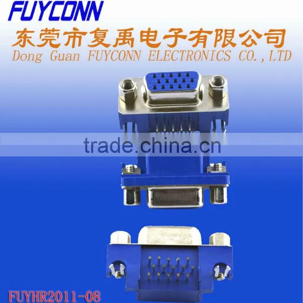 High Density PCB Straight 15 Pin Female D-SUB VGA Connector Lock With Hex Nuts (5.08)