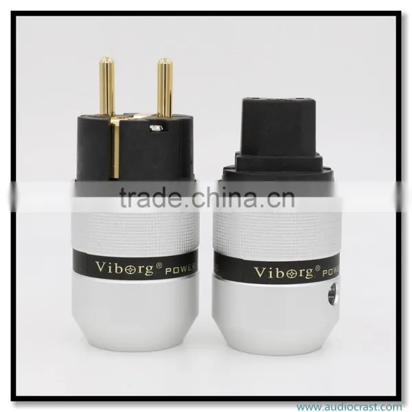OEM/ODM Viborg Audio Aluminum Gold Plated Schuko Power Plug Connector+IEC Female Plug photo-2