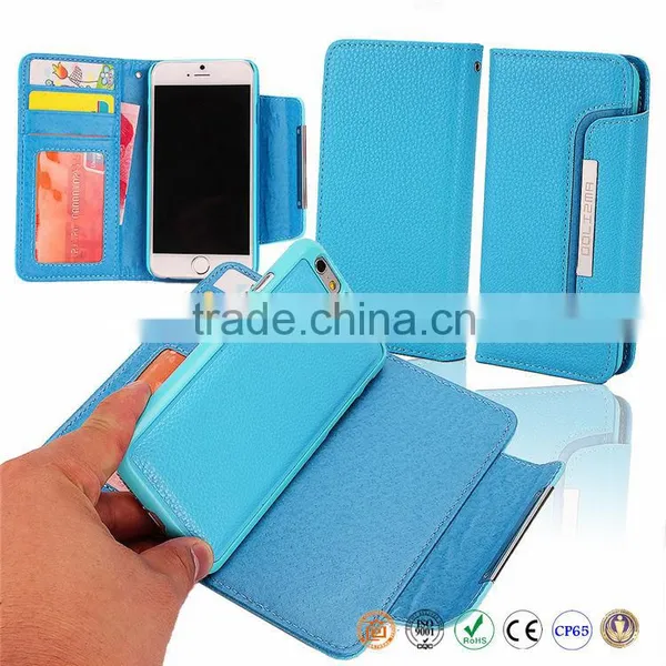 2 in 1 Book Style Manufacturer Wholesale With Screen Portector Leather Mobile Phone Case for Iphone 6