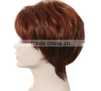 Popular Short Syntehtic Hair Wig Red Color photo-3