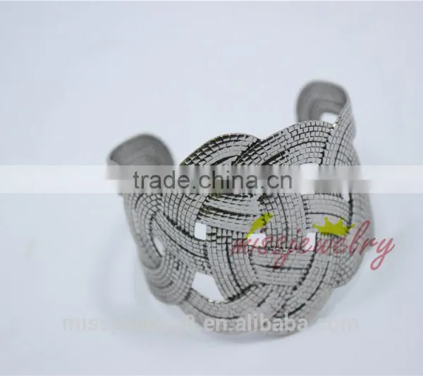Fashion Silver Knitted Twisted Metal Women Wide Bracelet Fake Woven Cuff Bracelets Bangles for 2016 New Accessory photo-4
