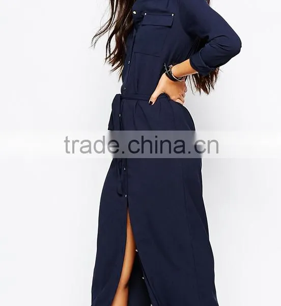 Women's Casual Long Dress Long Sleeve Fork Maxi Dress photo-2